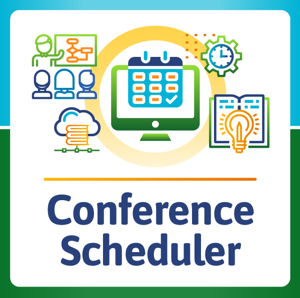 Illustration with icons of online scheduling and educational activities
